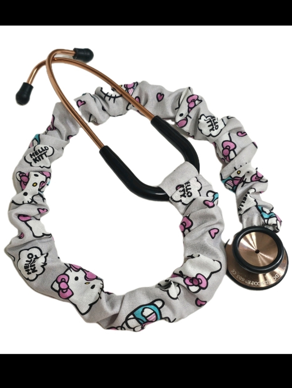 Handmade Gray Hello Kitty Colorful Stethoscope Sleeve: Washable Cotton Cover